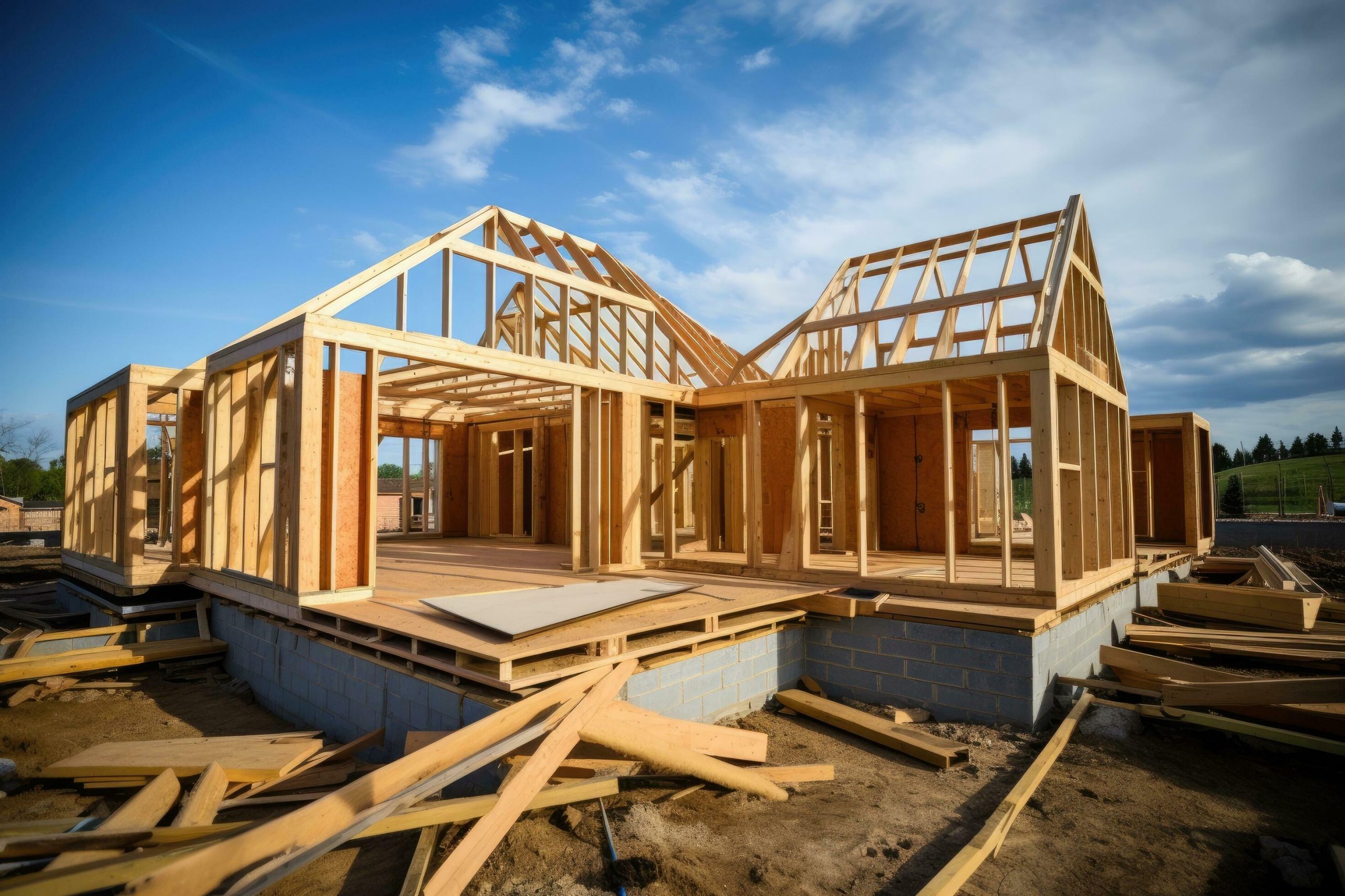 ai-generated-construction-of-a-new-house-construction-of-a-new-house-with-a-wooden-roof-construction-of-a-new-house-with-a-wooden-frame-ai-generated-free-photo